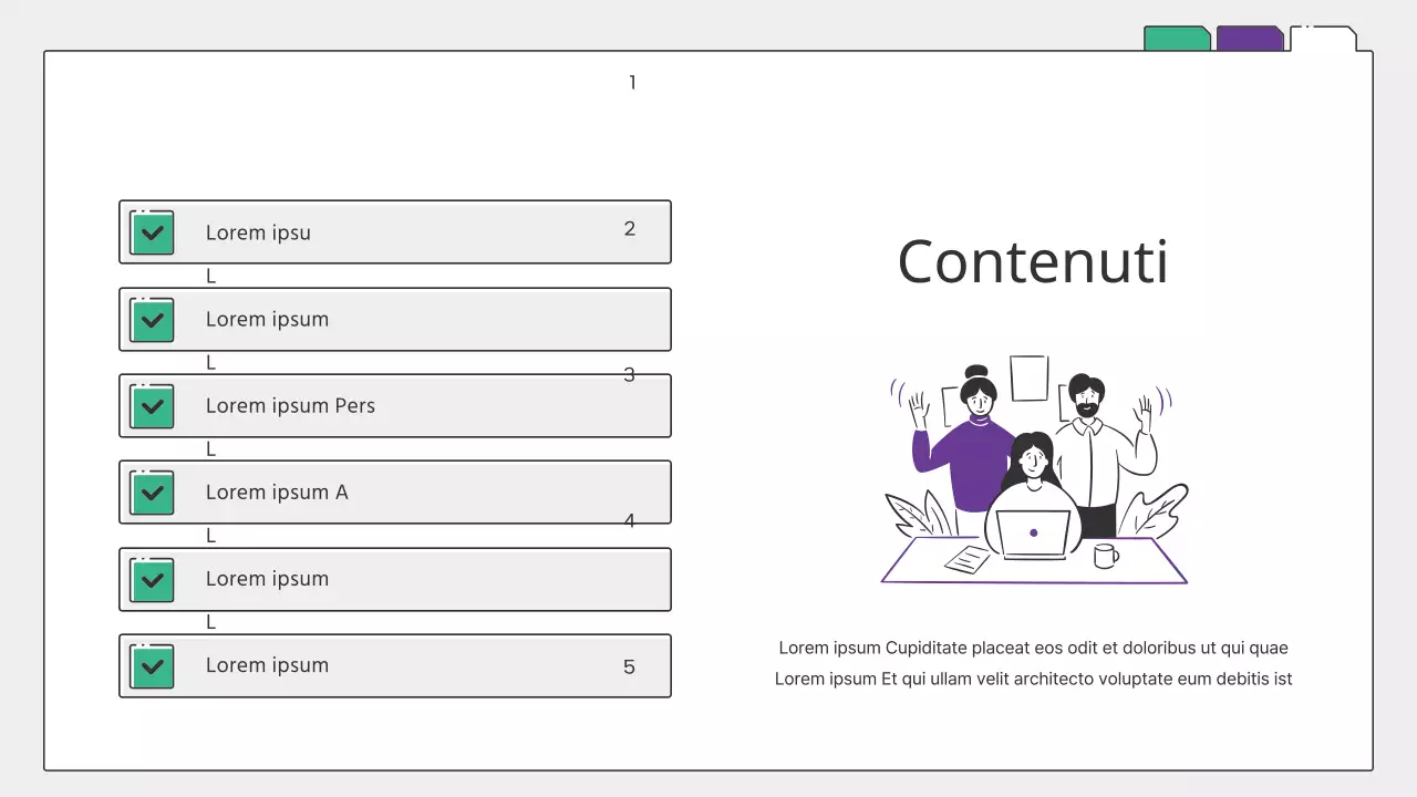 Grafici e infografiche semplici di colore verde e viola