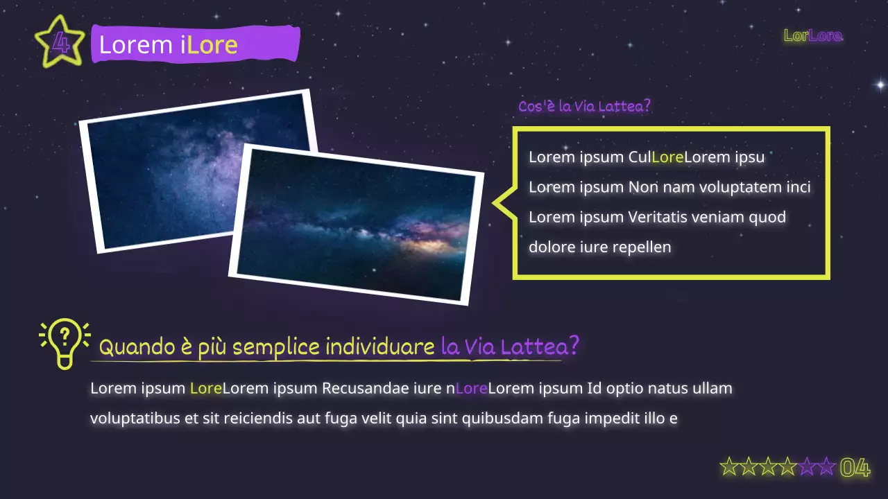 Materiale didattico mistico giallo neon e viola