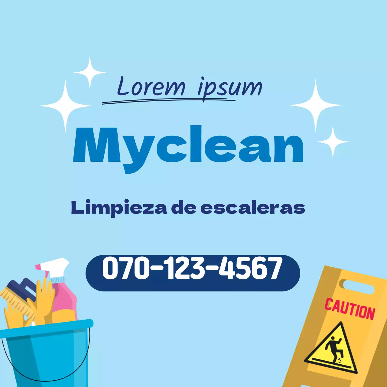 Ilustración azul para promocionar un servicio de limpieza