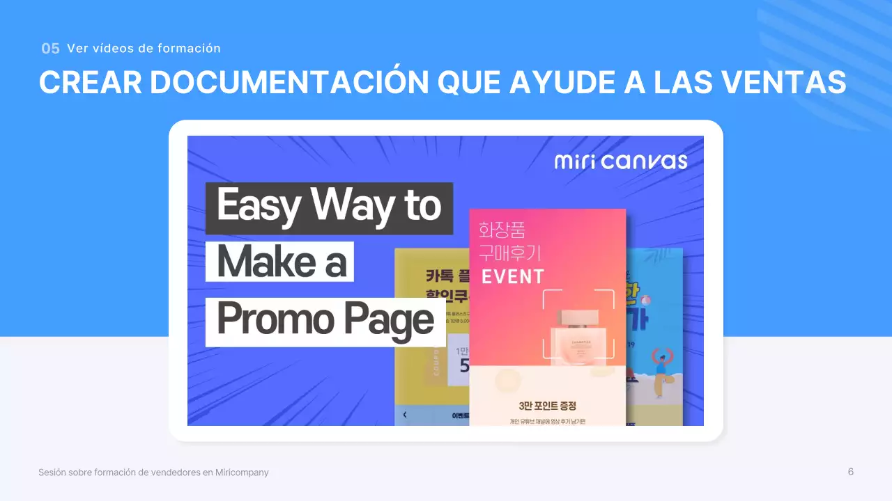 Sesión informativa de formación de vendedores con formas tridimensionales azules