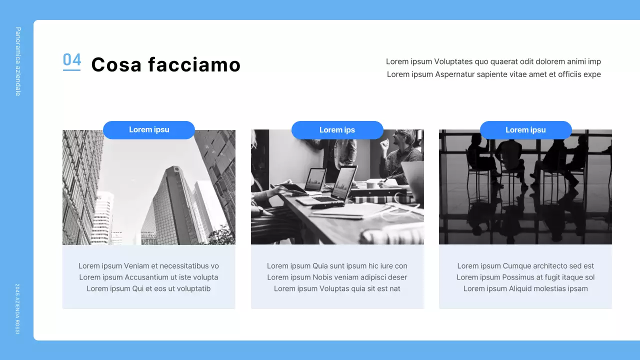 Una semplice lettera di presentazione di un'azienda blu