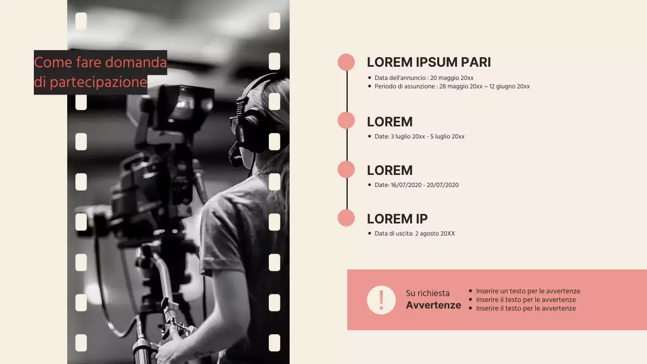 Promozione della Film Concept School in rosa vintage e beige