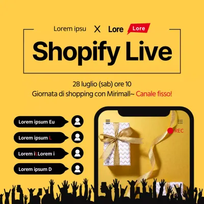 Shopping dal vivo con il concetto di chat con telefono cellulare giallo e nero