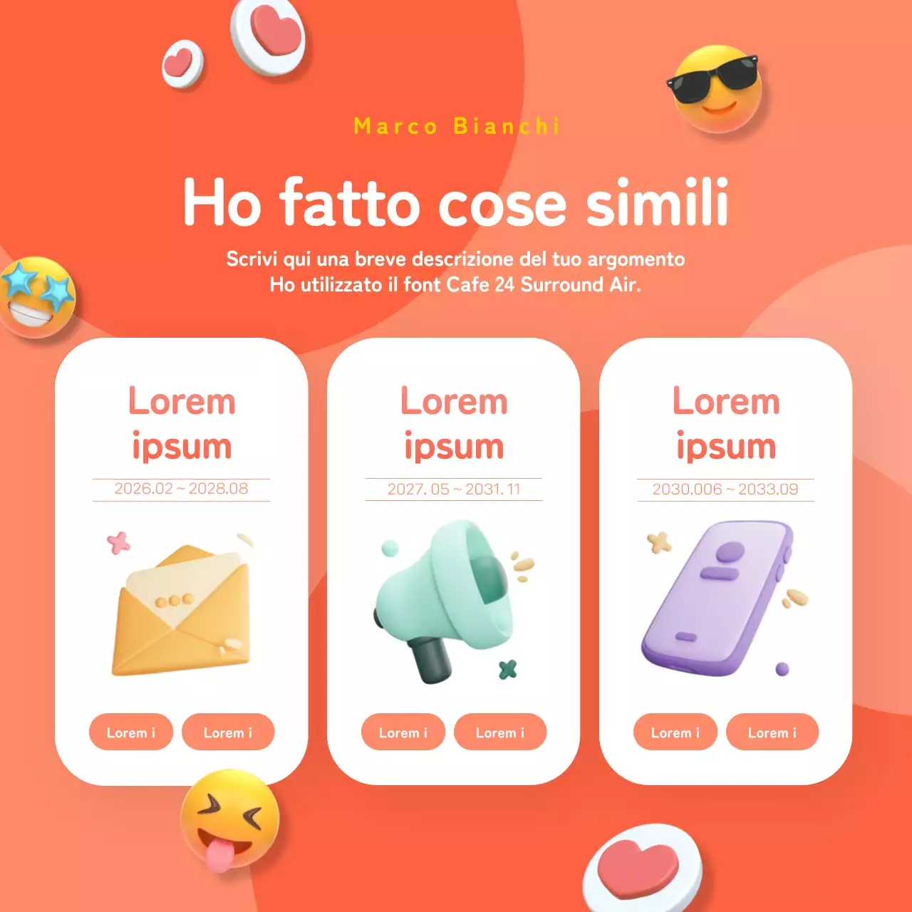 Icona 3D arancione e coralloContenuto della biografia di Instagram