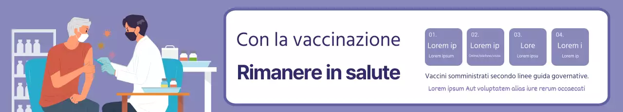 Promozione vaccinale pulita con illustrazioni in viola