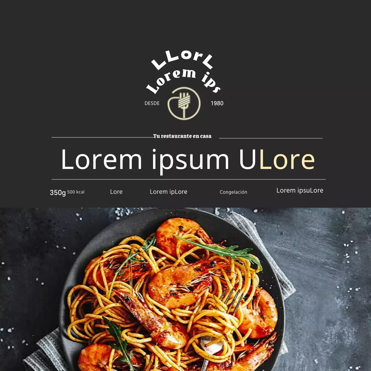 Pegatina Negro Lujoso Restaurante Pasta Kit de Comida