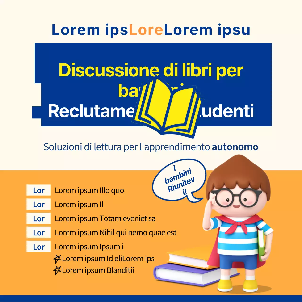 Iscrizioni alla discussione sui libri in beige e arancione caldo