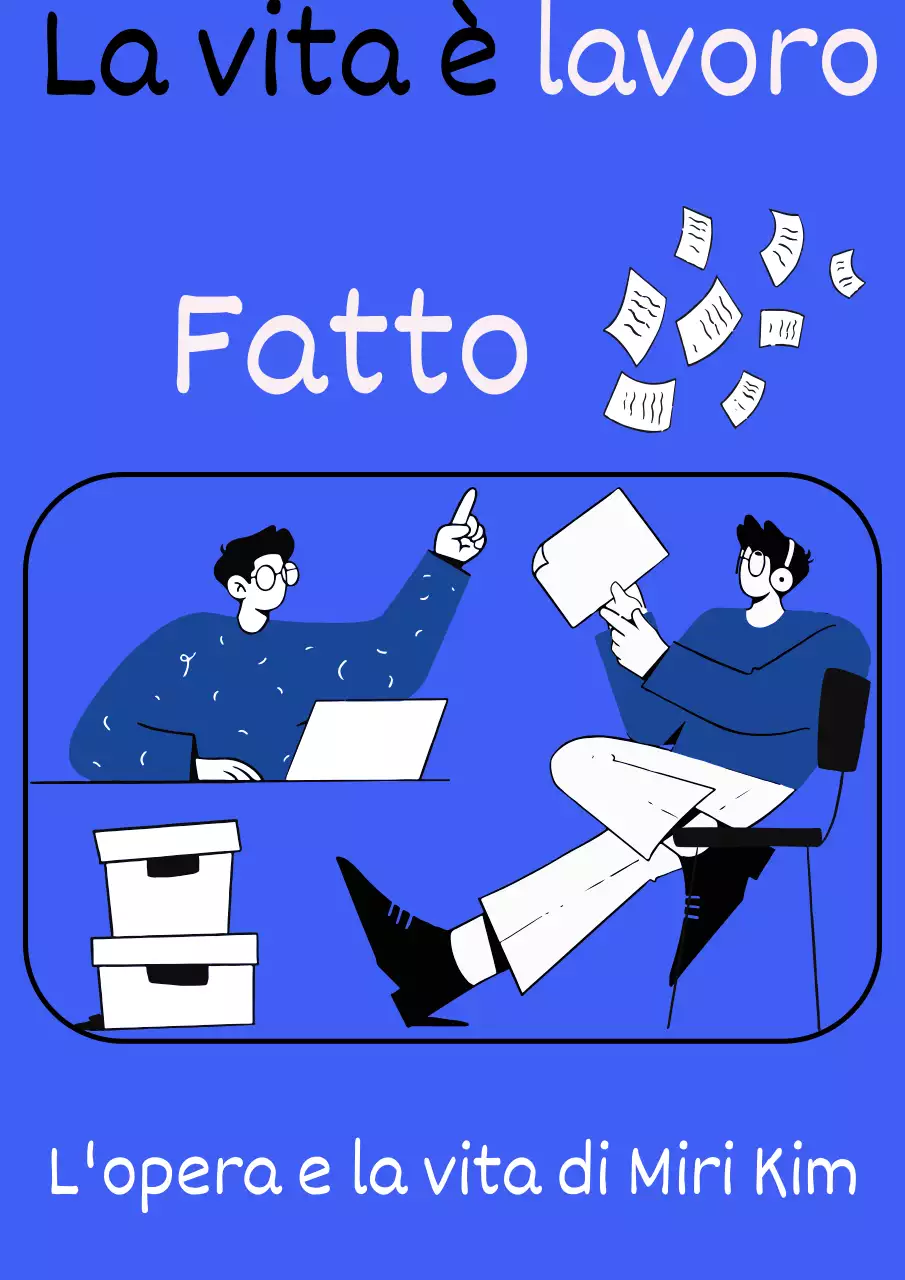 Copertina semplice di un libro di vita e lavoro in bianco e blu