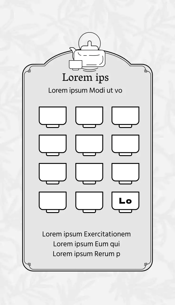 Illustrazione grigia logo caffè tè coupon