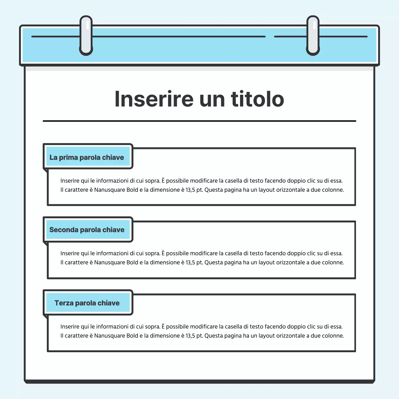 Nota azzurra Concept Biglietto ordinato con simpatiche illustrazioniNews