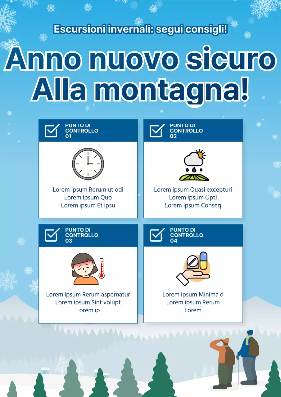 Un'escursione di Capodanno con un simpatico concept illustrato