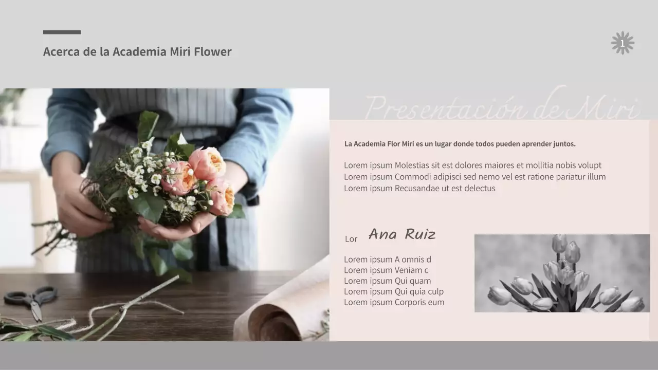 Guía de las flores grises y rosas clase de un día