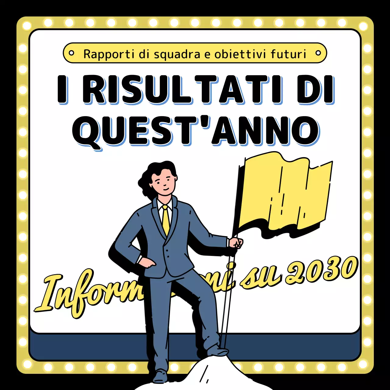 Illustrazione dell'evento di fine anno in giallo blu nero