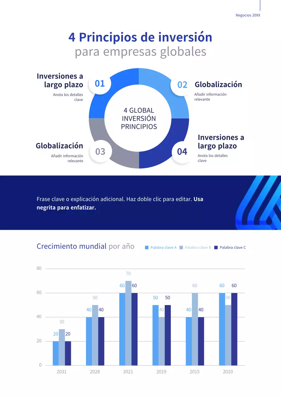 Blue Business Global About Us Theme (Documento corporativo vertical)