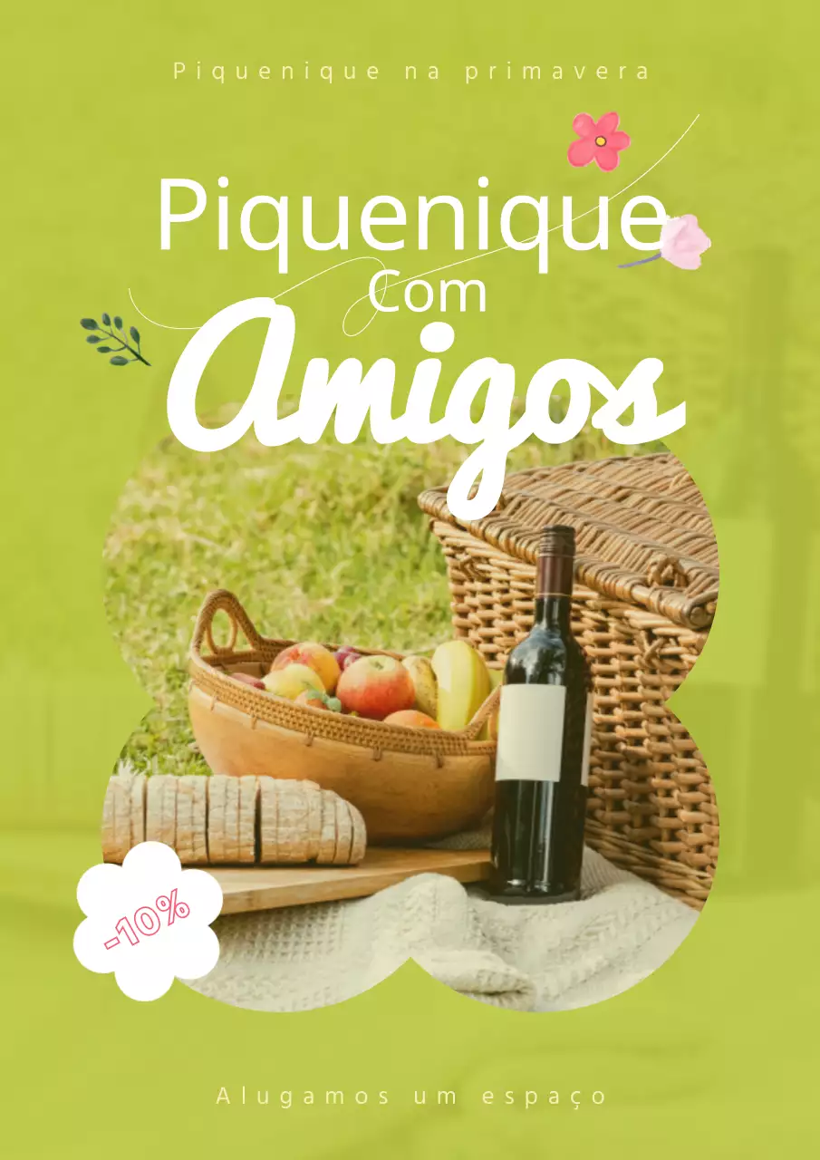 Um anúncio colorido de piquenique na primavera