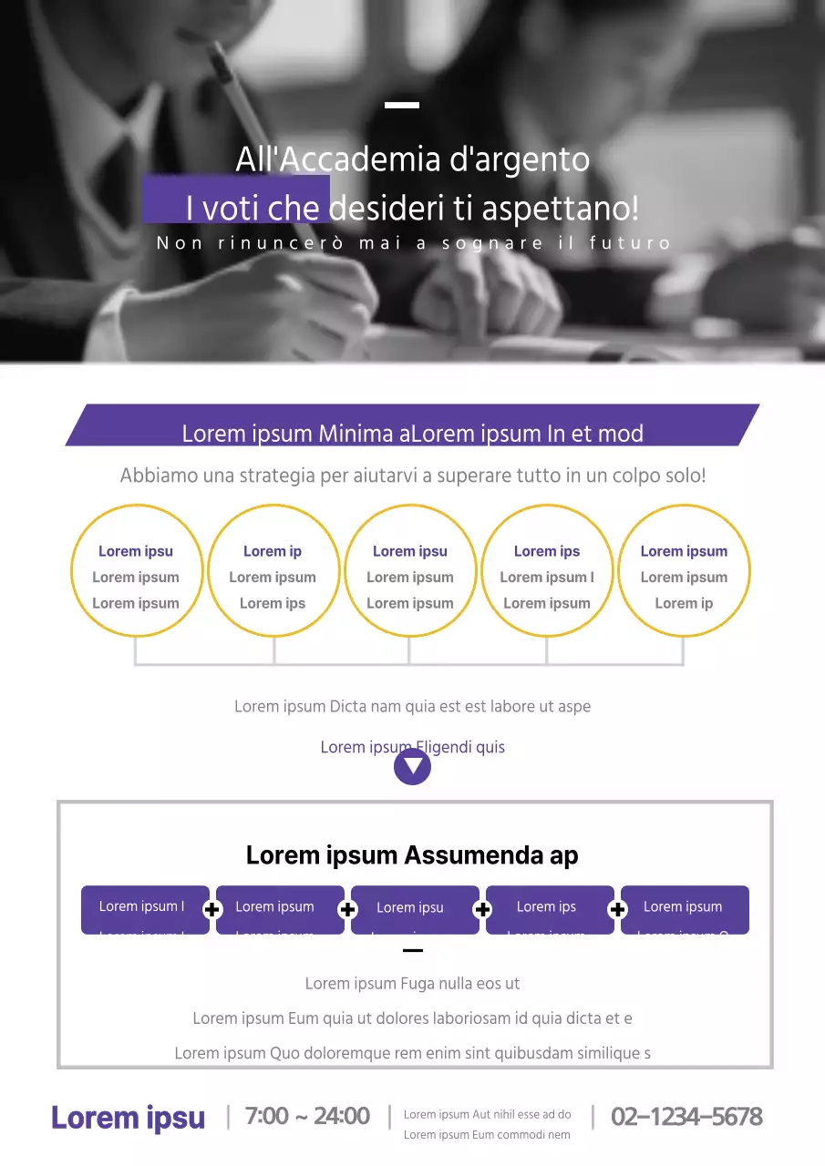 Promozione scolastica ordinata con foto in bianco e nero di studenti che studiano in viola