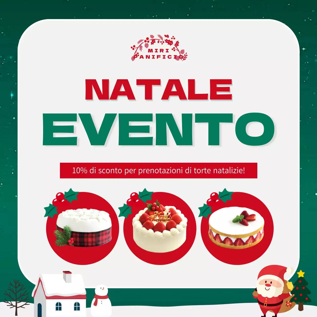 Striscione rosso e verde per la vendita di dolci natalizi