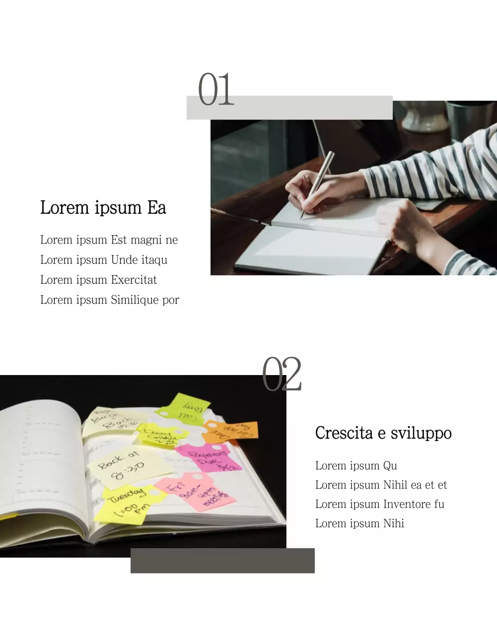 Vendere un semplice planner concettuale in grigio e bianco