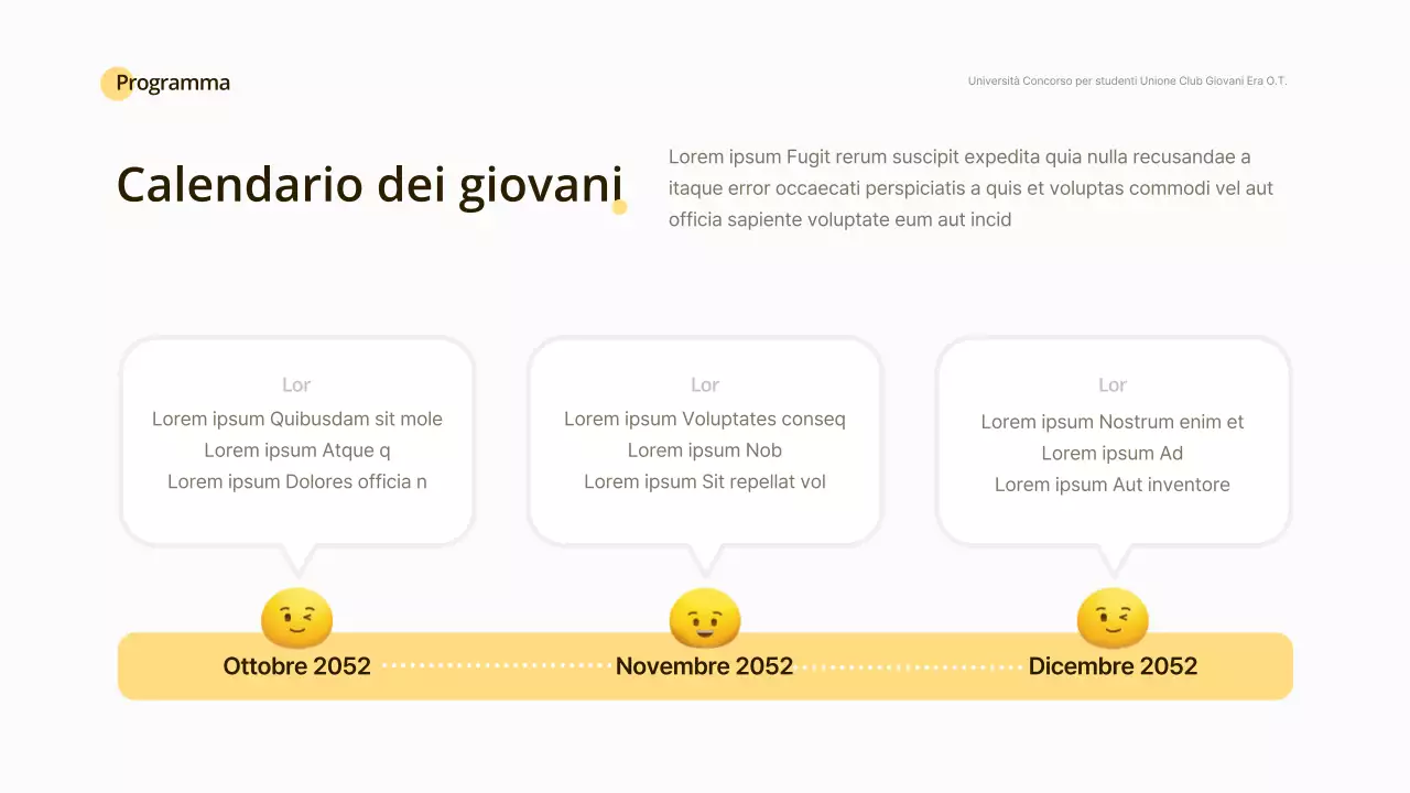 Orientamento al club del concetto di sorriso giallo e bianco