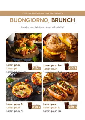 Promuovete il menu del vostro negozio di brunch con foto di cibo beige