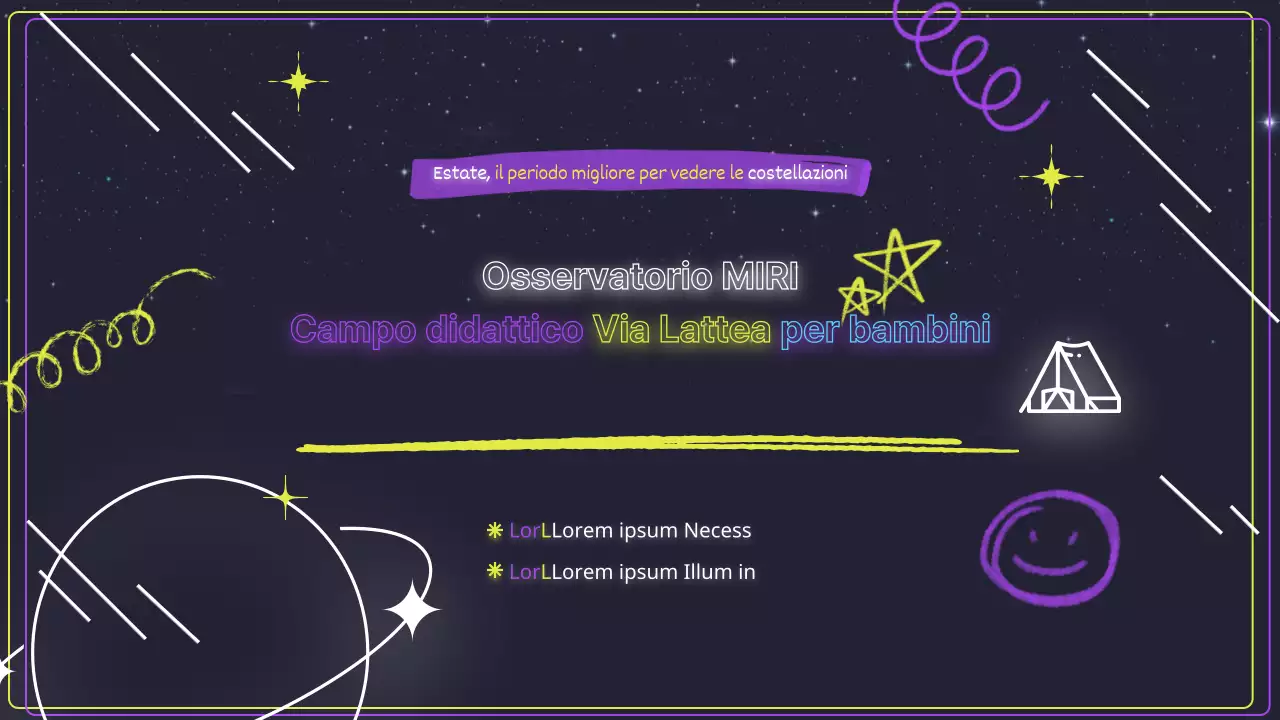 Materiale didattico mistico giallo neon e viola