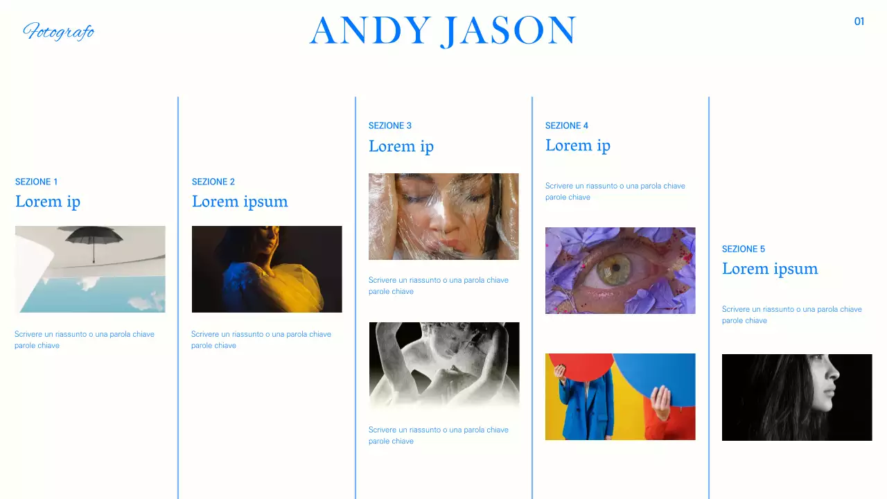 Ritratto di tendenza in blu, bianco e nero