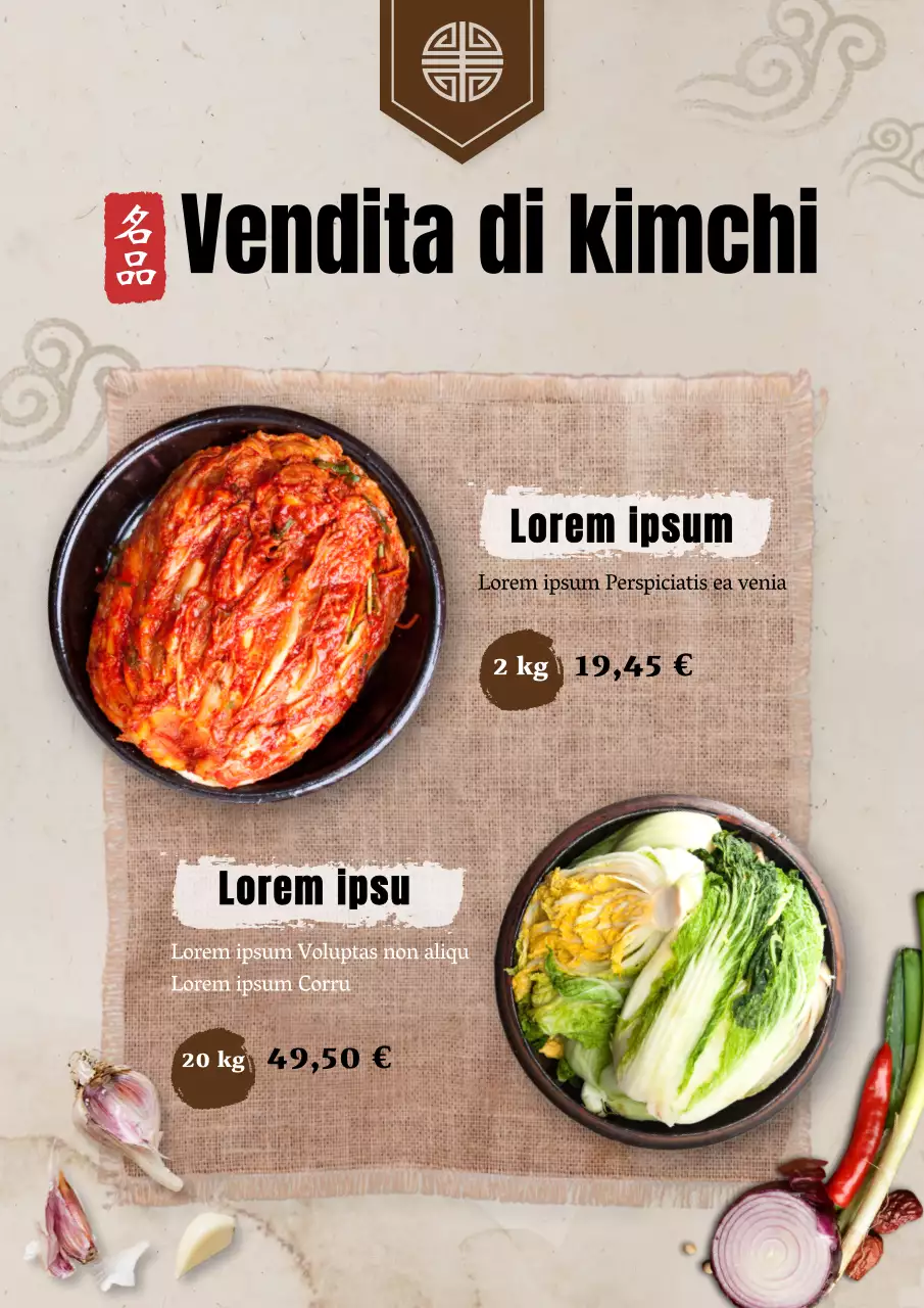 Beige Una vendita di kimchi di concezione tradizionale con un tocco di novità