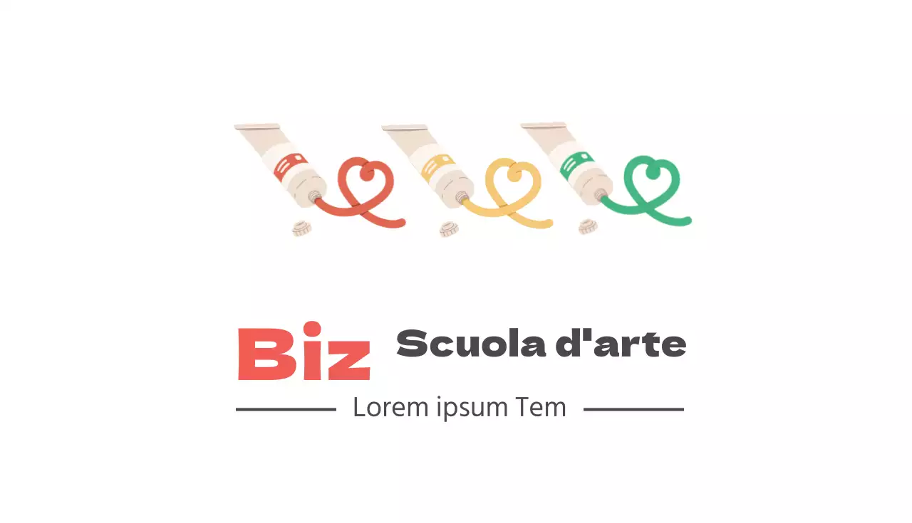 Biglietto da visita della scuola d'arte illustrato in rosso