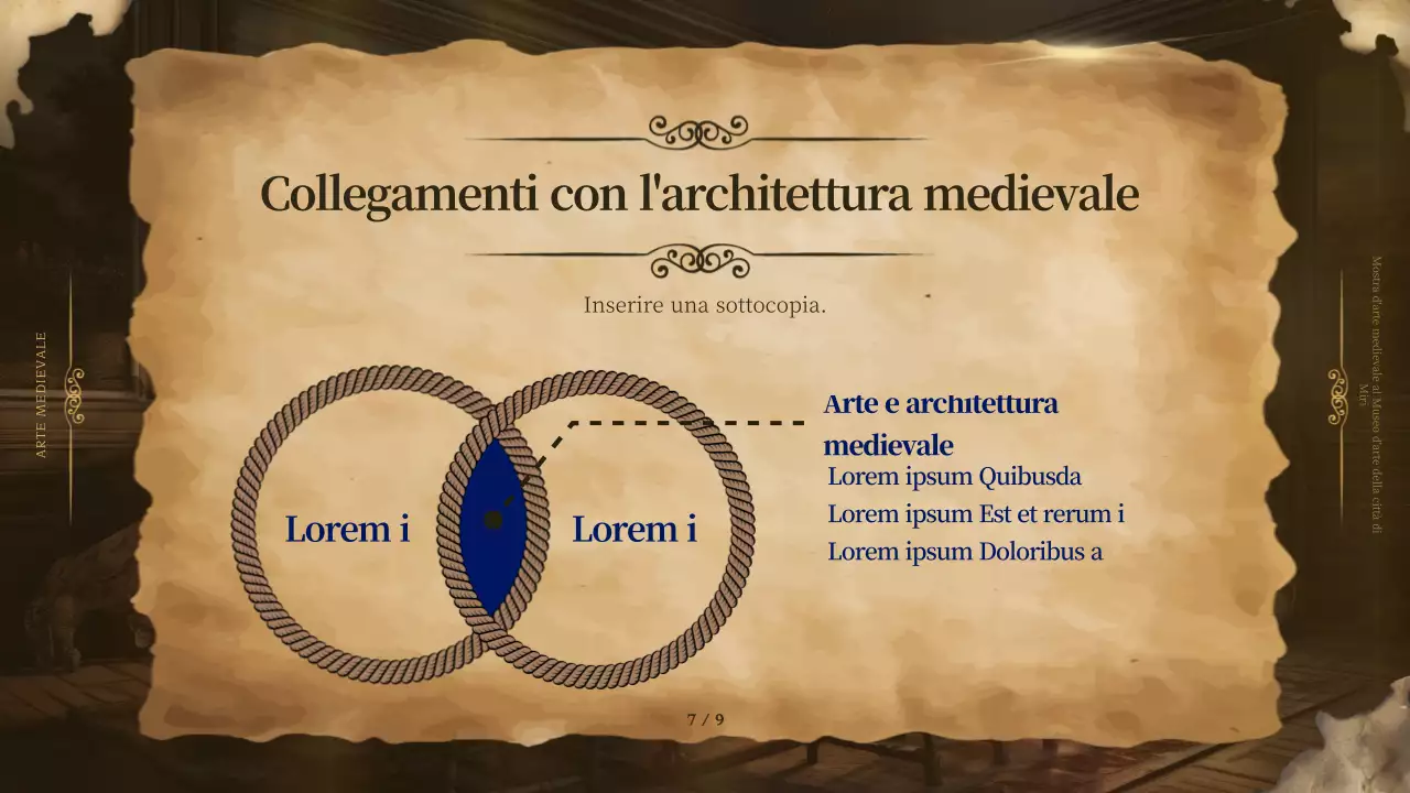 Arte medievale incorniciata in marrone per un look di classe nei materiali promozionali