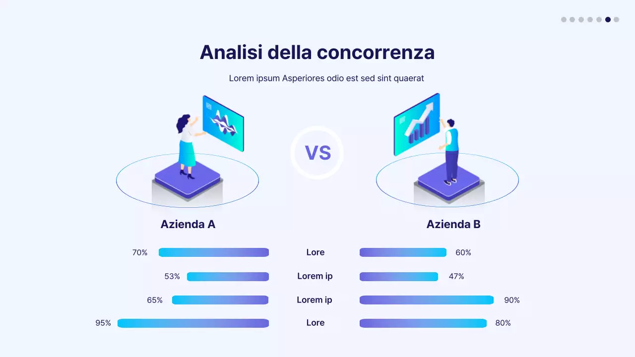 Tabella di confronto delle icone blu e viola sfumate