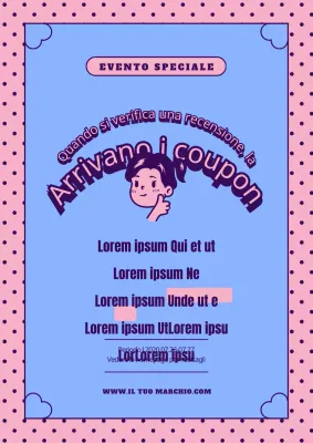 Promuovete l'evento del vostro marchio con una simpatica illustrazione di ragazza rosa e blu