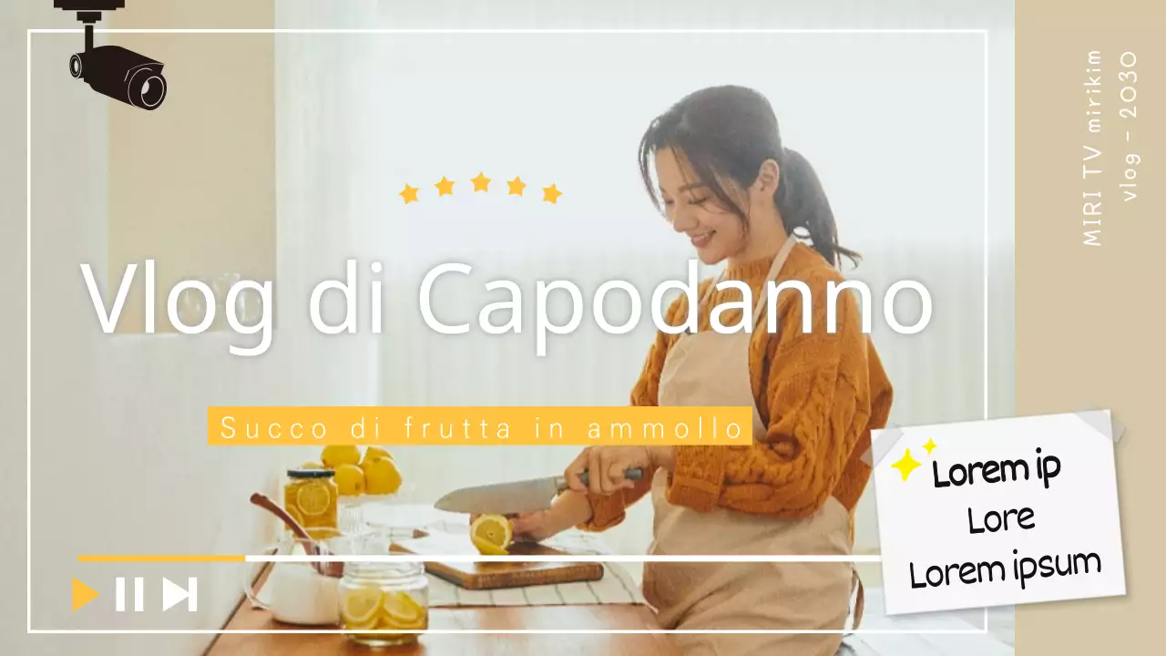 Miniatura di YouTube per un vlog di Capodanno in bianco e giallo