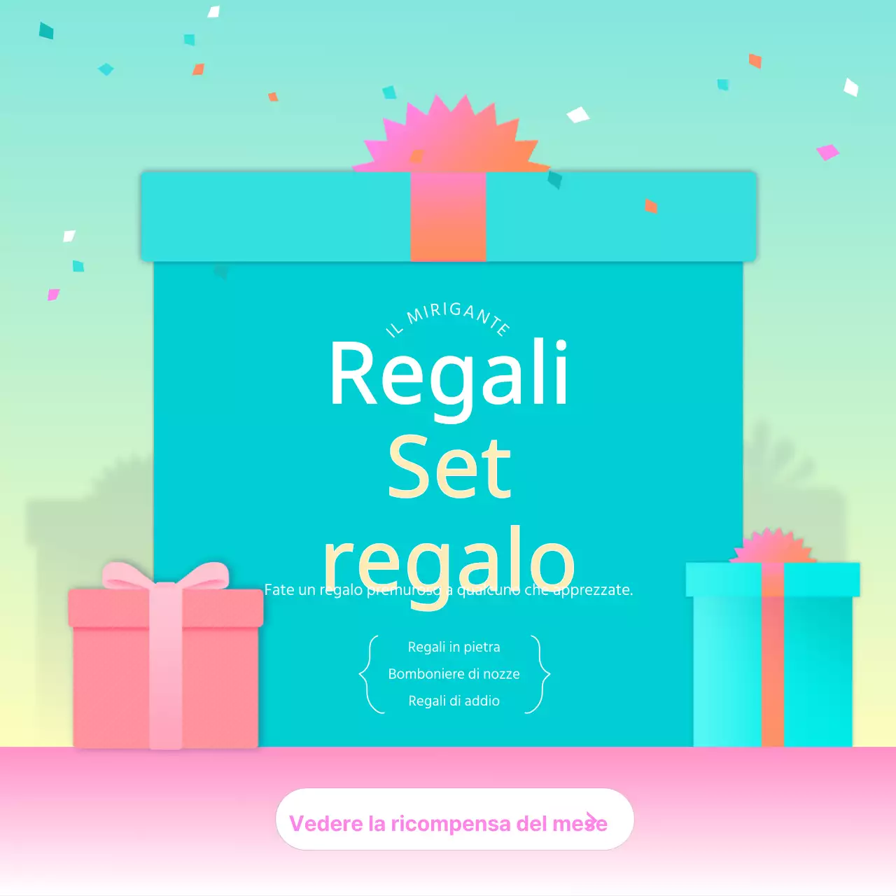 Set regalo con illustrazione regalo turchese sfumato