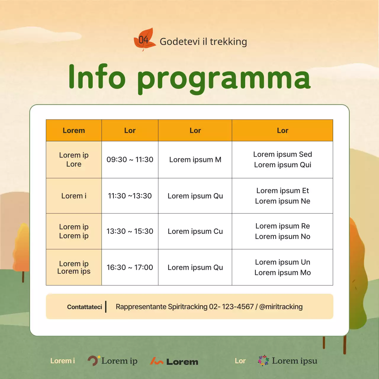 Giallo Arancione Verde Autunno Trekking Challenge Guida