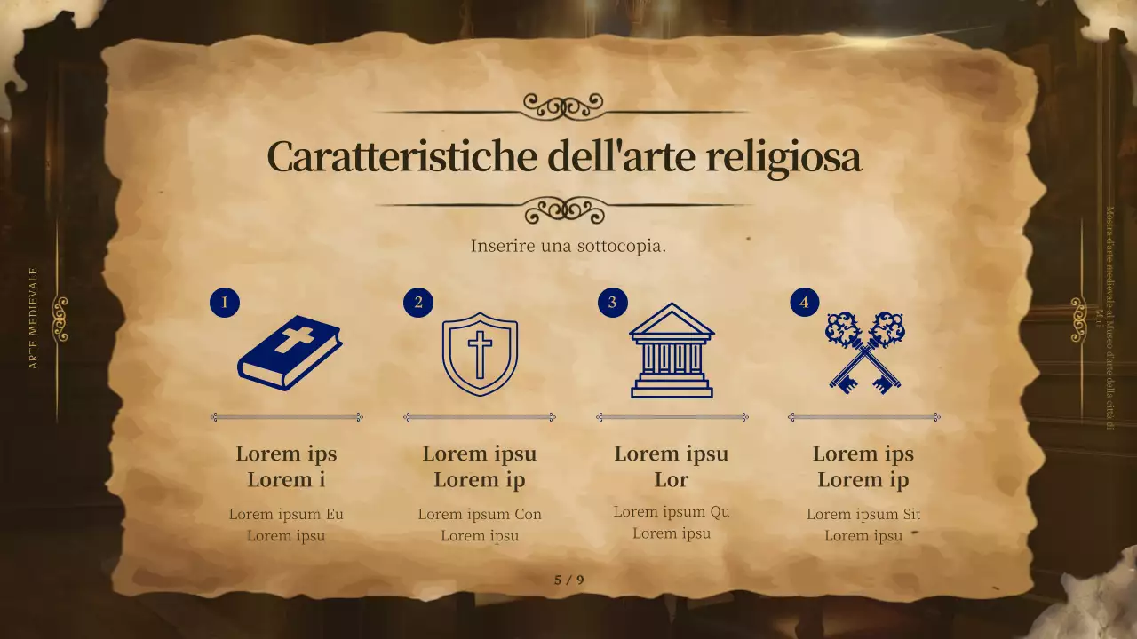 Arte medievale incorniciata in marrone per un look di classe nei materiali promozionali