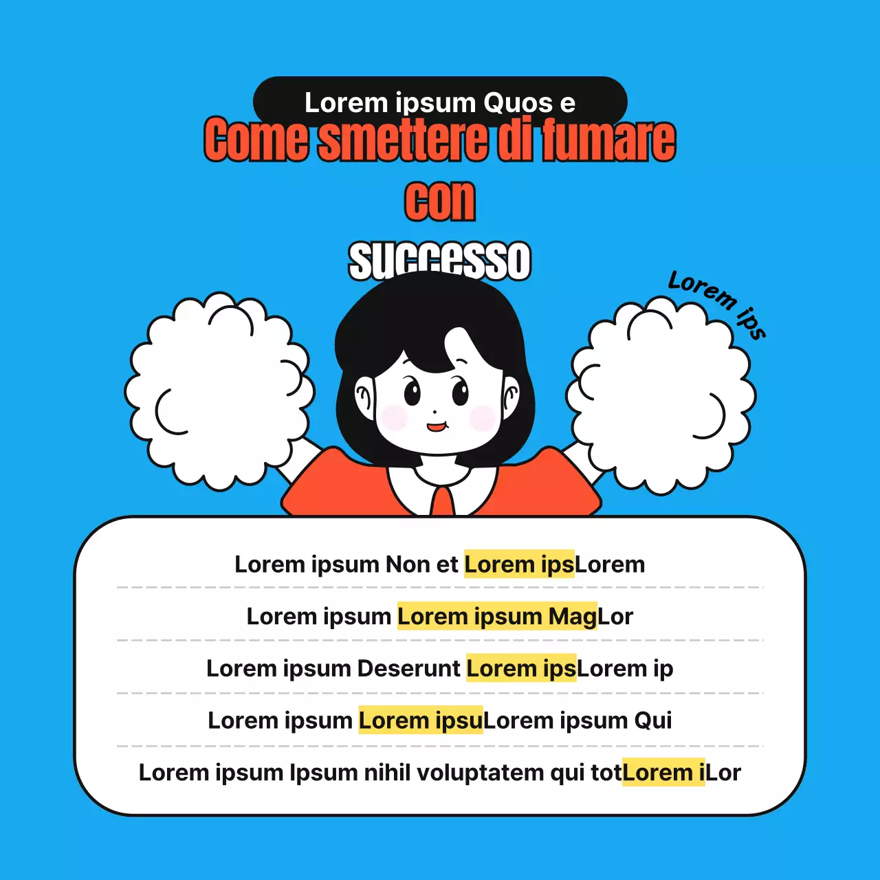 Illustrazioni semplici e simpatiche in rosso, blu e grigio su come smettere di fumare