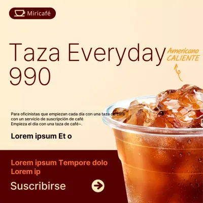 Café de suscripción en tonos amarillos y marrones