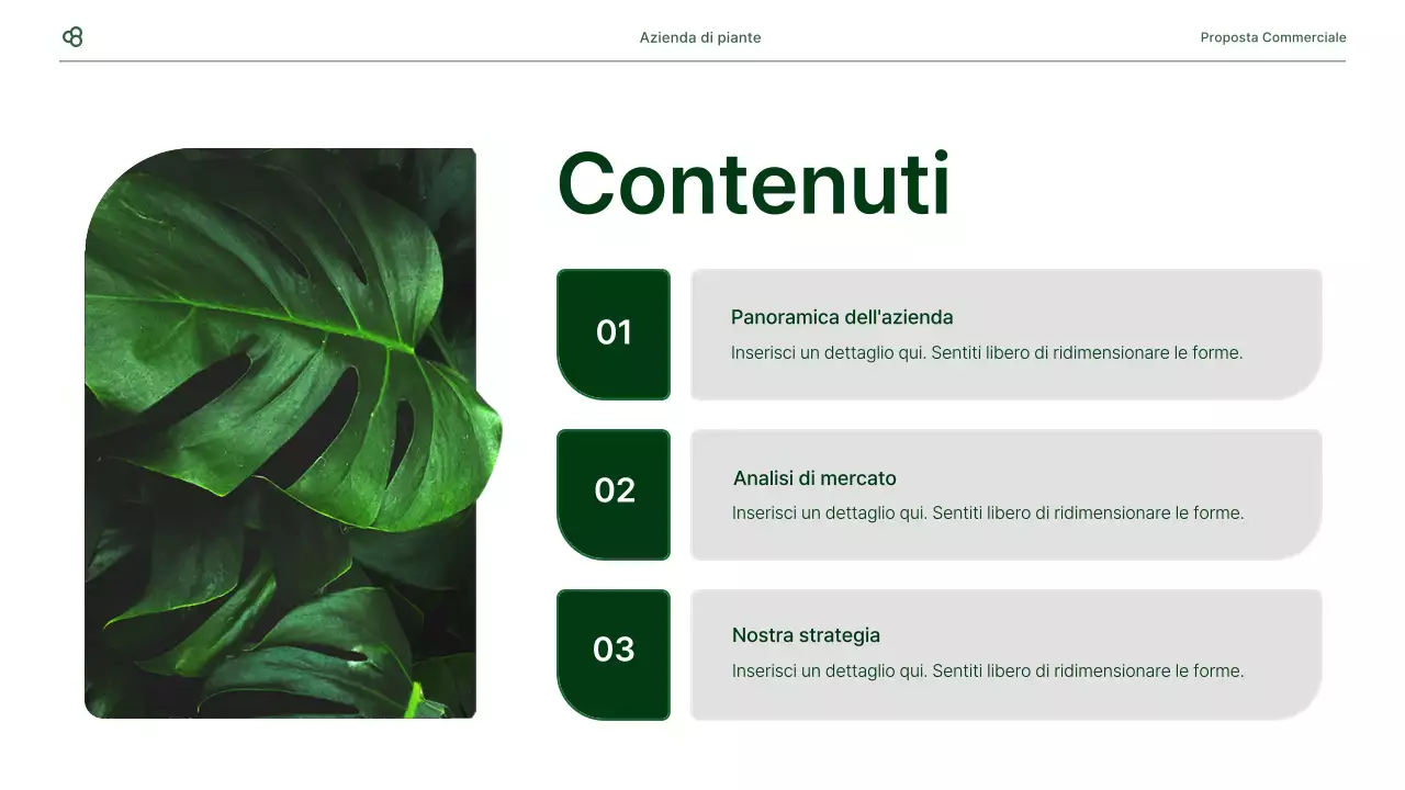 Proposta di business in bianco e verde concetto di foglia naturale