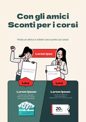 Promuovete l'evento di sconto sulle tasse scolastiche della vostra scuola con illustrazioni di studenti in avorio e verde acqua.
