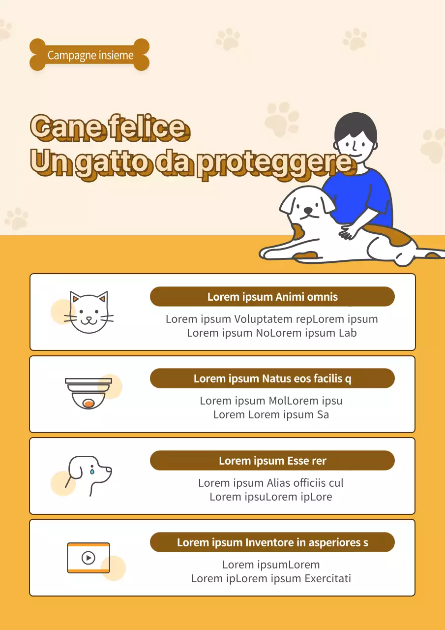 Illustrazioni in beige e marrone per la campagna contro la crudeltà sugli animali.