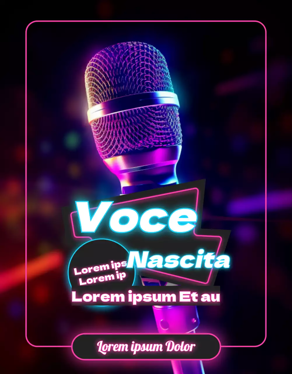 Lezione vocale al neon rosa e azzurro