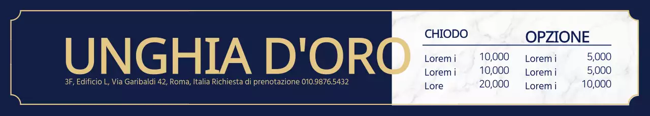 Listino prezzi unghie