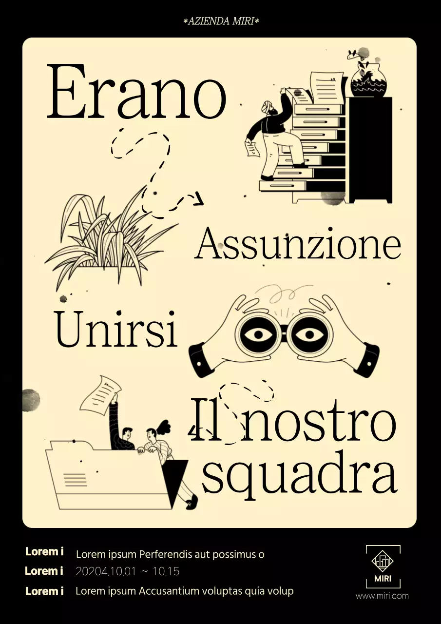 Annuncio di lavoro vintage in nero e giallo