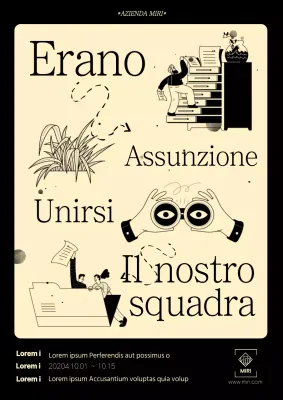 Annuncio di lavoro vintage in nero e giallo