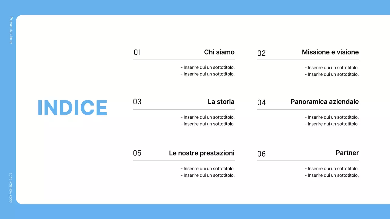Una semplice lettera di presentazione di un'azienda blu