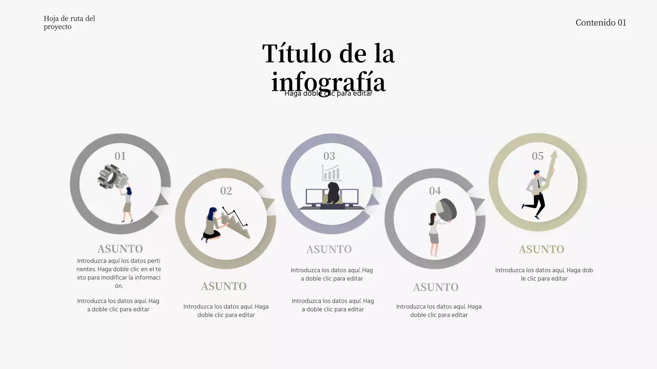 Infografía con iconos gráficos en gris-beige