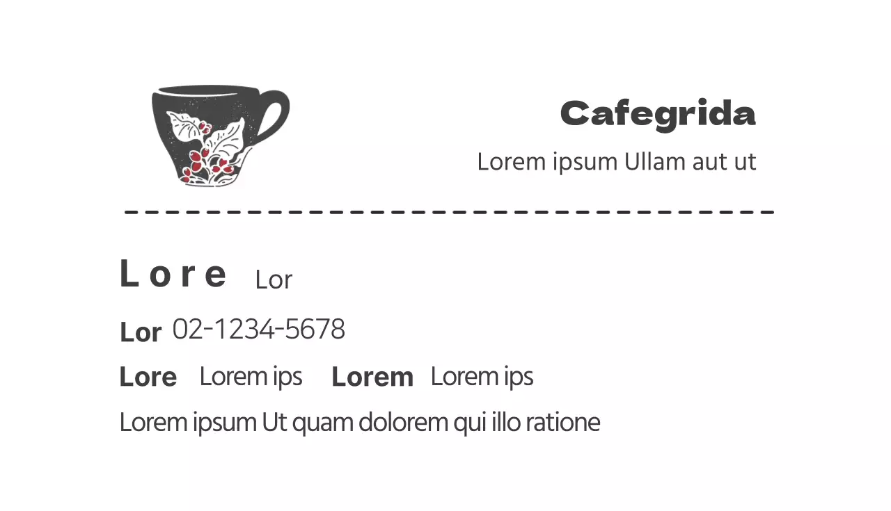 Tarjeta de visita ilustrada gris roja para cafetería