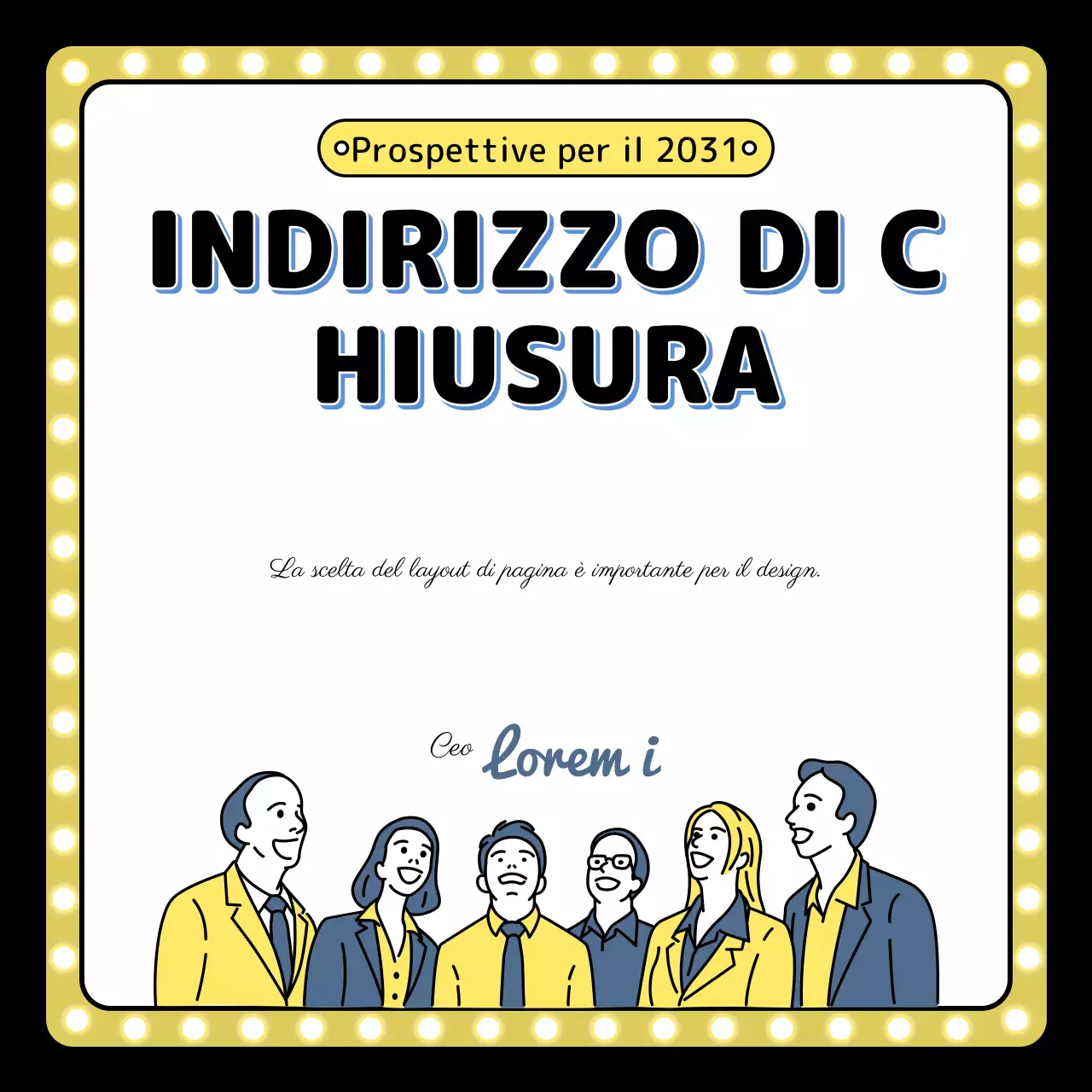 Illustrazione dell'evento di fine anno in giallo blu nero