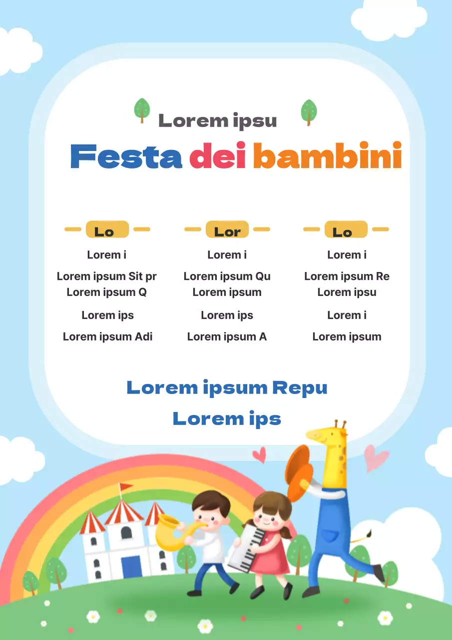Un simpatico volantino azzurro per la Festa dei bambini