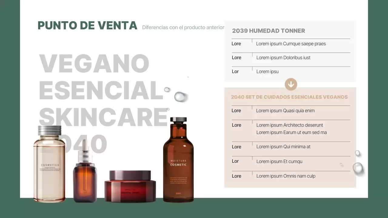 Presentación de un producto cosmético vegano naturalista de tonos verdes